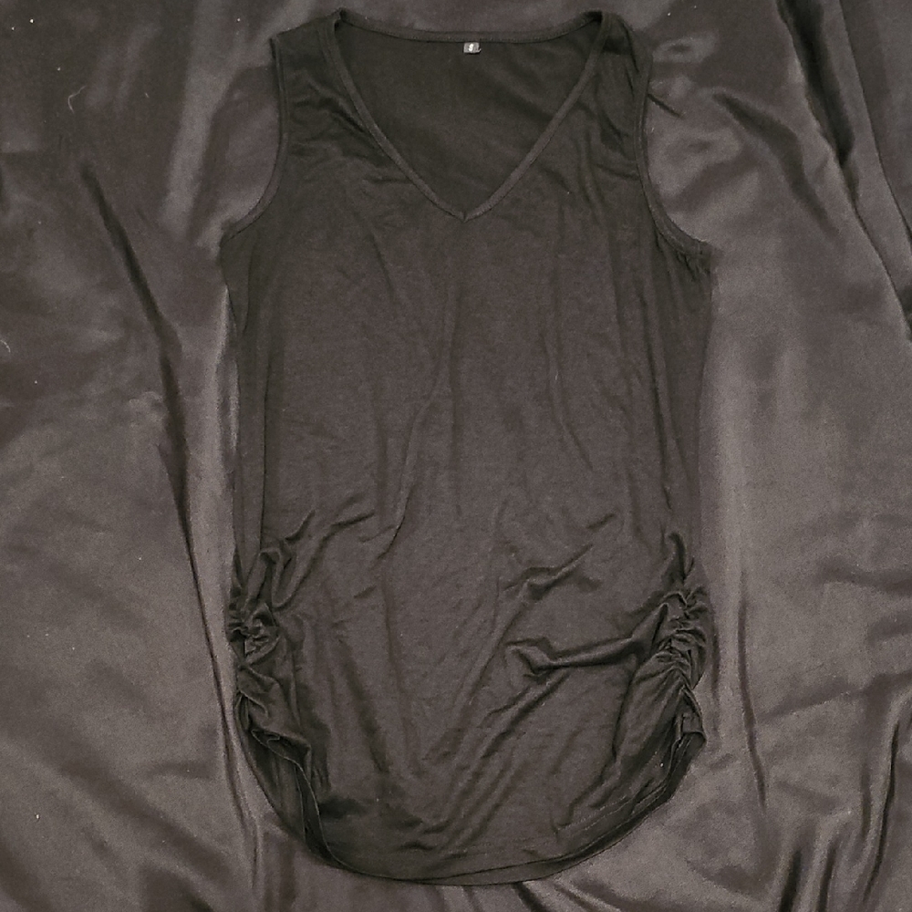 Black Sleeveless Maternity V-Neck Top